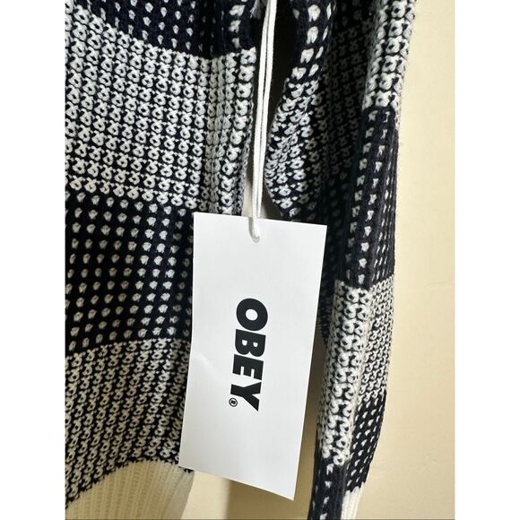 OBEY Men’s Blue Knit Pullover Crewneck Sweater Size Small New - Picture 3 of 5